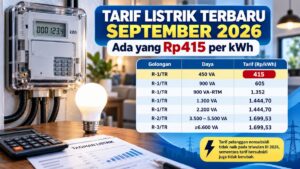 Daftar Tarif Listrik Terbaru September 2026, Ada yang Rp415 per kWh